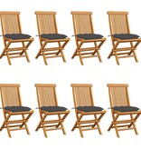 VidaXL Tuinstoelen 8 st met antracietkleurige kussens massief teakhout