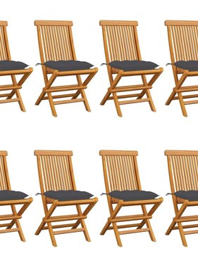 VidaXL Tuinstoelen 8 st met antracietkleurige kussens massief teakhout
