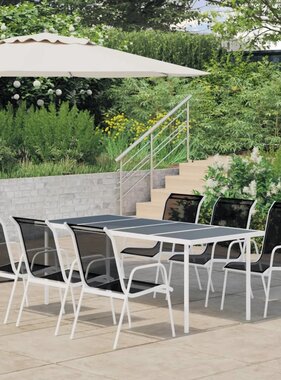 VidaXL 7-delige Tuinset staal zwart