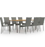 VidaXL 9-delige Tuinset poly rattan grijs