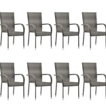 VidaXL 9-delige Tuinset poly rattan grijs