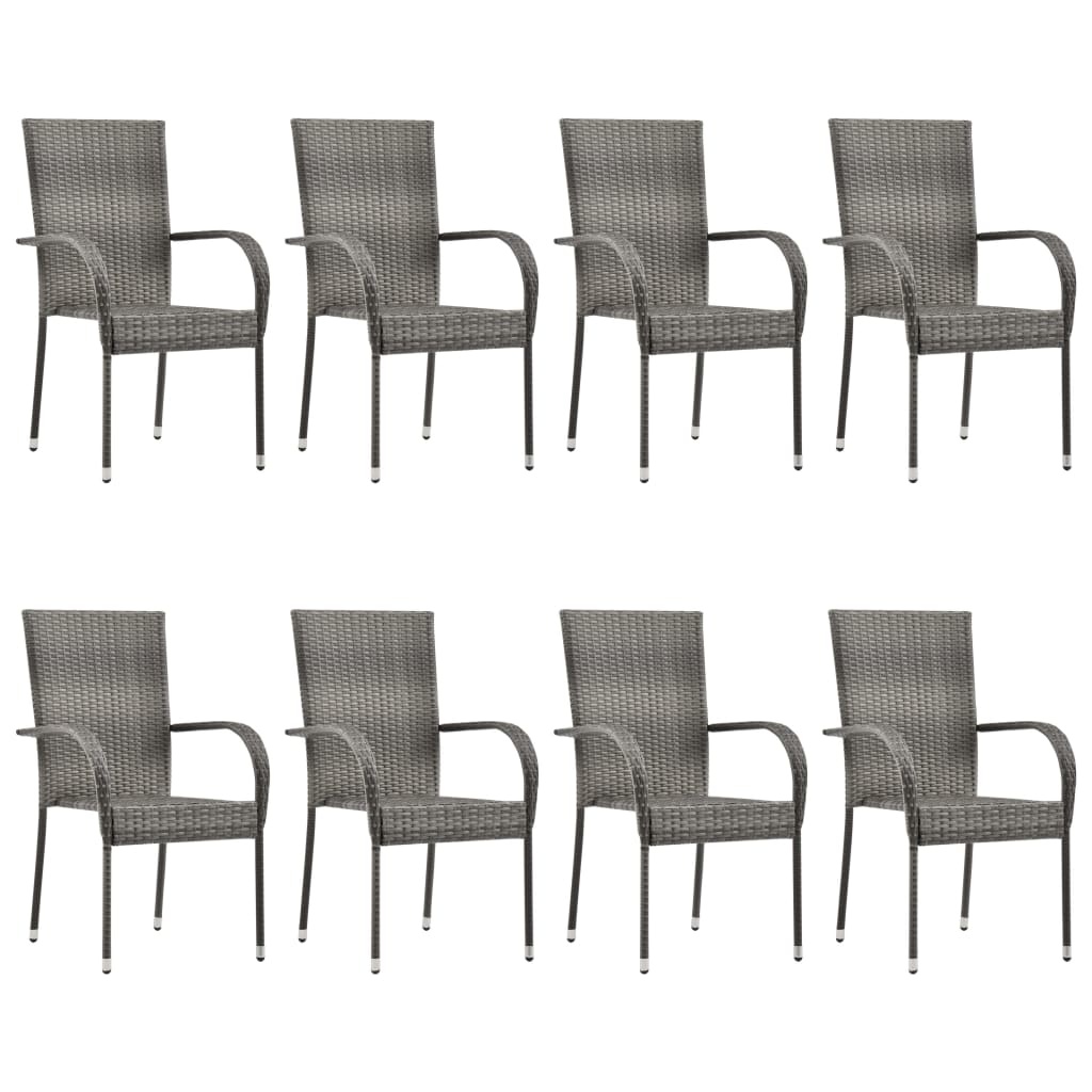 VidaXL 9-delige Tuinset poly rattan grijs