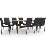 VidaXL 9-delige Tuinset poly rattan zwart