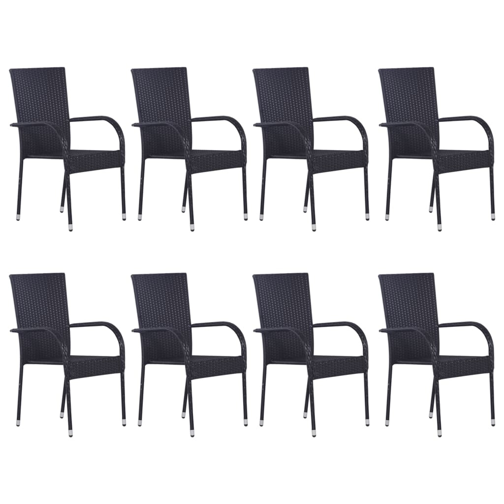 VidaXL 9-delige Tuinset poly rattan zwart