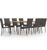 VidaXL 9-delige Tuinset poly rattan bruin