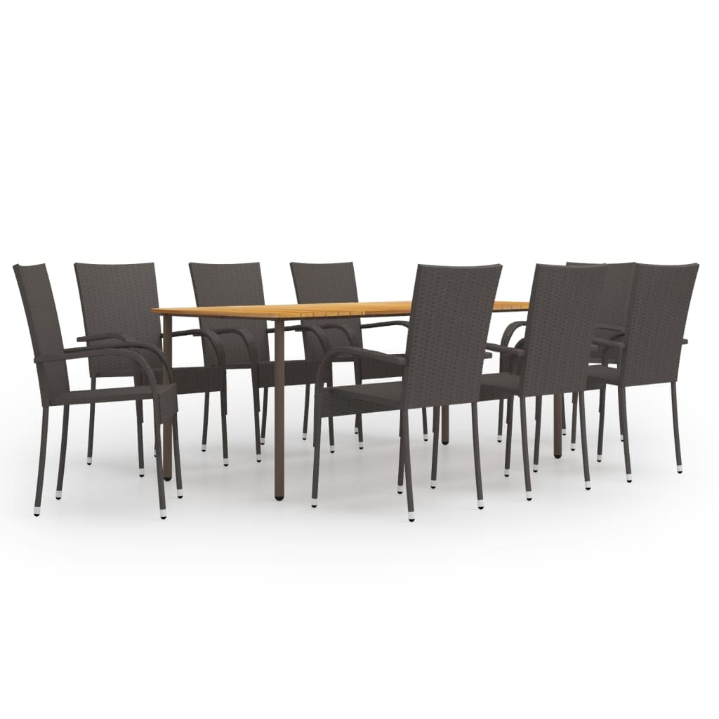 VidaXL 9-delige Tuinset poly rattan bruin