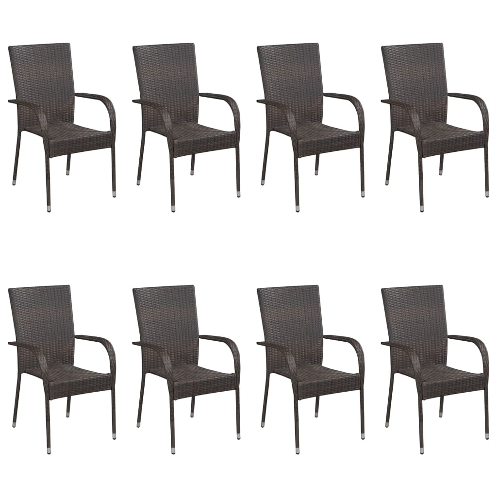 VidaXL 9-delige Tuinset poly rattan bruin