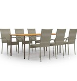 VidaXL 7-delige Tuinset poly rattan grijs