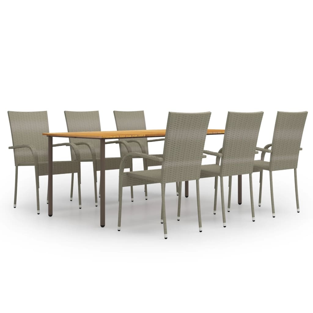 VidaXL 7-delige Tuinset poly rattan grijs