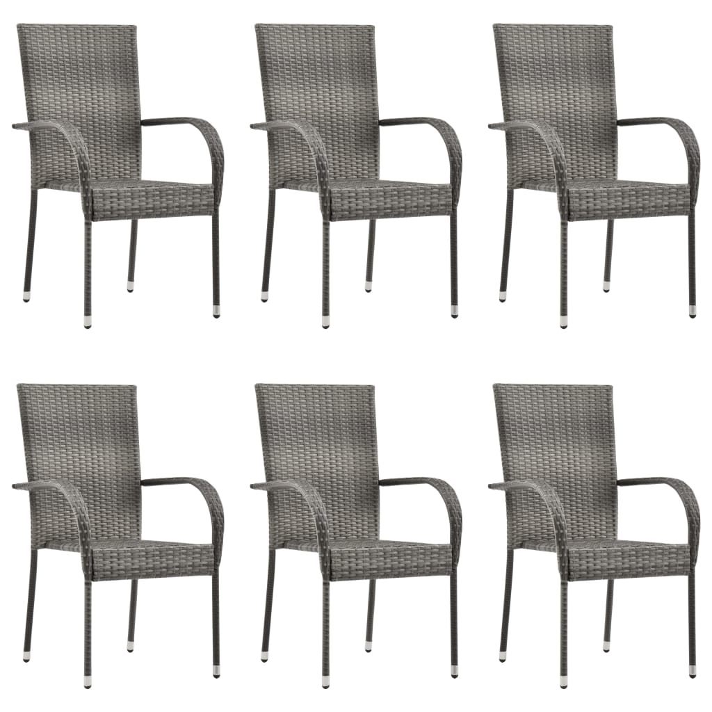 VidaXL 7-delige Tuinset poly rattan grijs