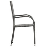 VidaXL 7-delige Tuinset poly rattan grijs