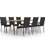 VidaXL 7-delige Tuinset poly rattan zwart