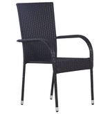 VidaXL 7-delige Tuinset poly rattan zwart