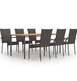 VidaXL 7-delige Tuinset poly rattan bruin