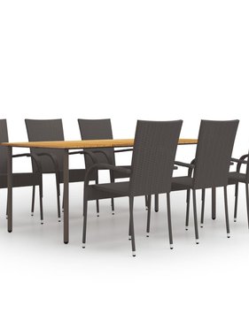 VidaXL 7-delige Tuinset poly rattan bruin