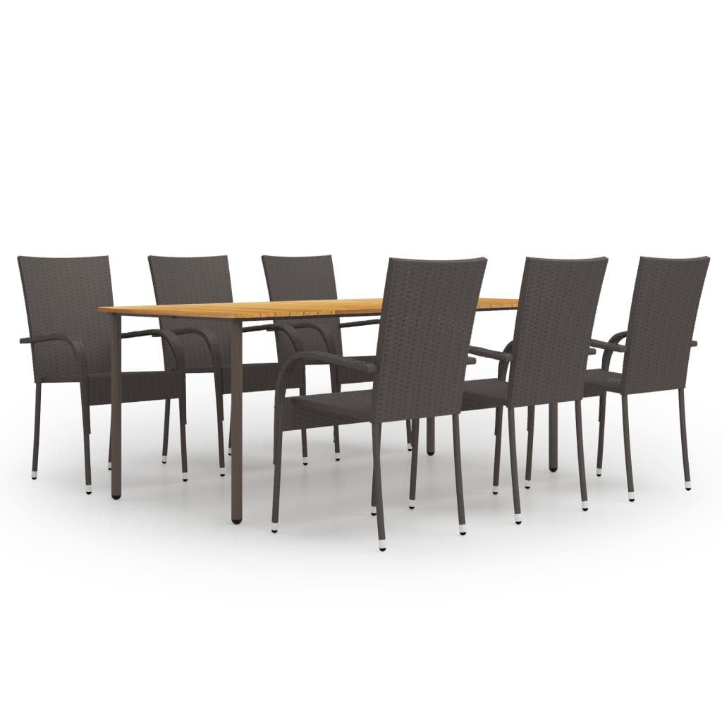 VidaXL 7-delige Tuinset poly rattan bruin