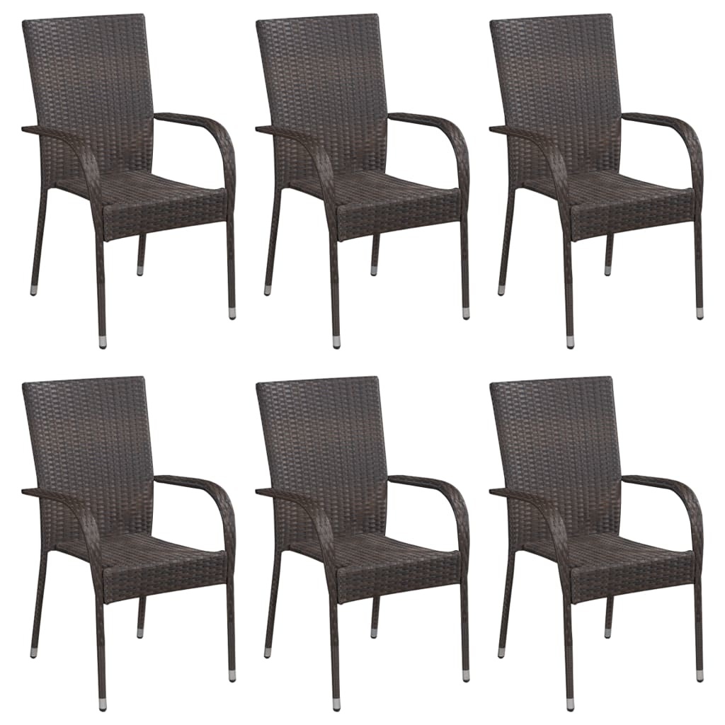 VidaXL 7-delige Tuinset poly rattan bruin