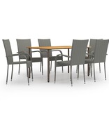 VidaXL 7-delige Tuinset poly rattan grijs