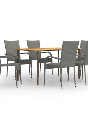 VidaXL 7-delige Tuinset poly rattan grijs