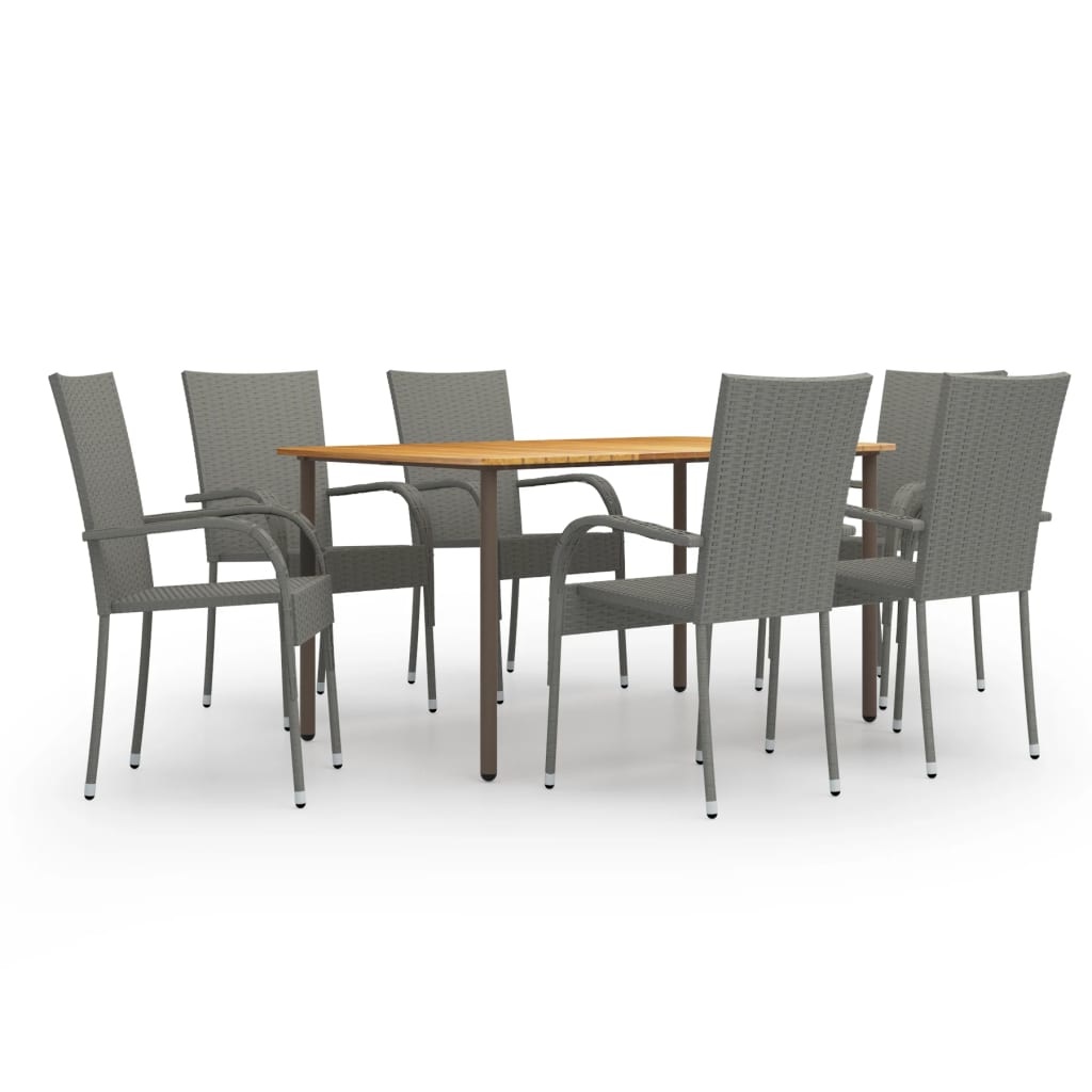 VidaXL 7-delige Tuinset poly rattan grijs