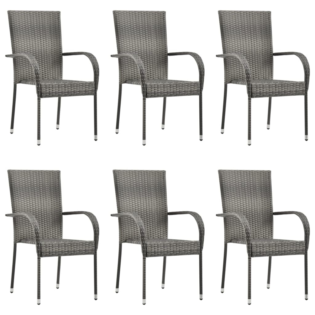 VidaXL 7-delige Tuinset poly rattan grijs