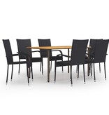 VidaXL 7-delige Tuinset poly rattan zwart
