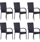 VidaXL 7-delige Tuinset poly rattan zwart