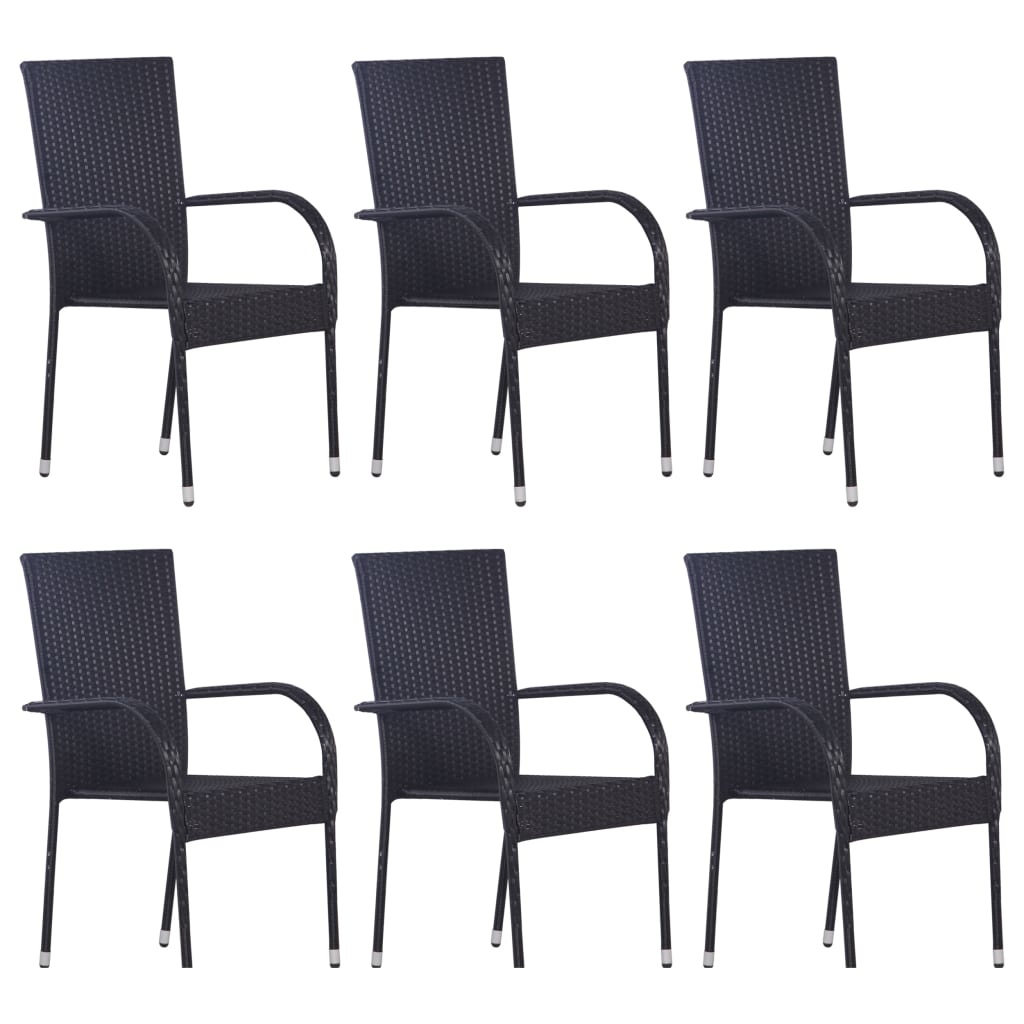VidaXL 7-delige Tuinset poly rattan zwart