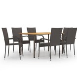 VidaXL 7-delige Tuinset poly rattan bruin
