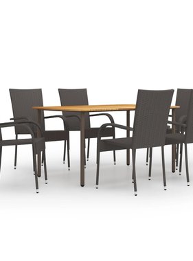 VidaXL 7-delige Tuinset poly rattan bruin