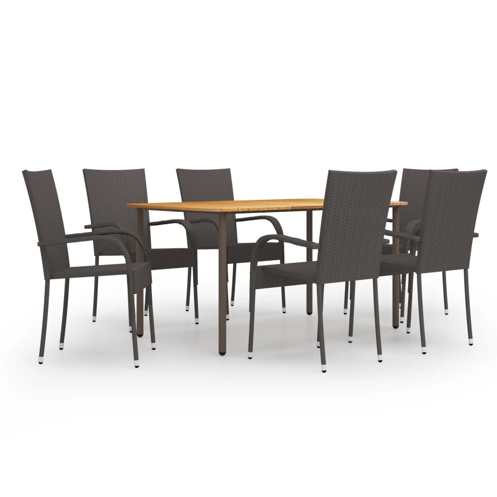 VidaXL 7-delige Tuinset poly rattan bruin