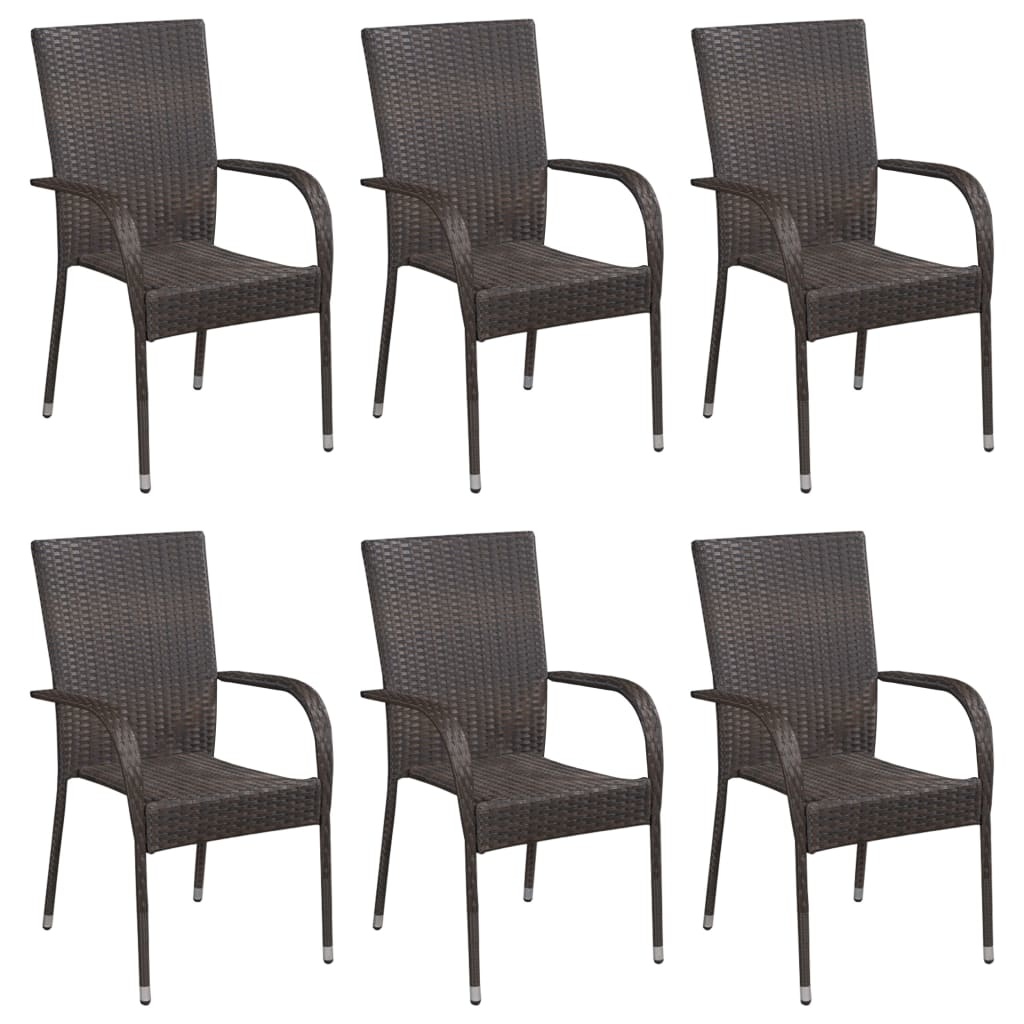 VidaXL 7-delige Tuinset poly rattan bruin