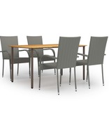 VidaXL 5-delige Tuinset poly rattan grijs