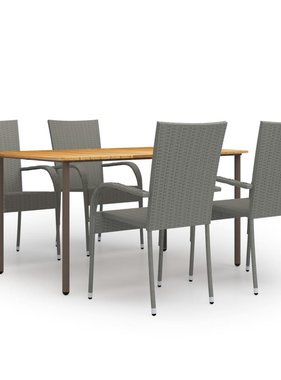 VidaXL 5-delige Tuinset poly rattan grijs
