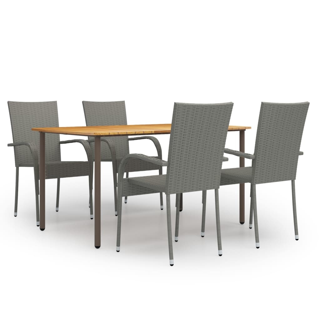 VidaXL 5-delige Tuinset poly rattan grijs