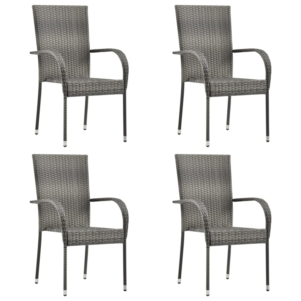 VidaXL 5-delige Tuinset poly rattan grijs