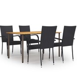 VidaXL 5-delige Tuinset poly rattan zwart