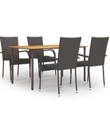 VidaXL 5-delige Tuinset poly rattan bruin