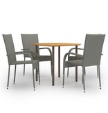 VidaXL 5-delige Tuinset poly rattan grijs