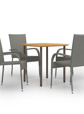 VidaXL 5-delige Tuinset poly rattan grijs