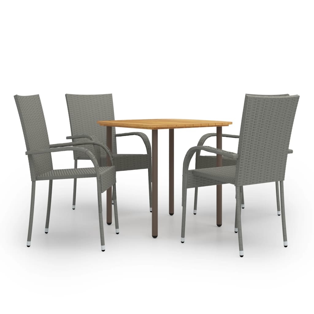 VidaXL 5-delige Tuinset poly rattan grijs