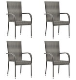 VidaXL 5-delige Tuinset poly rattan grijs