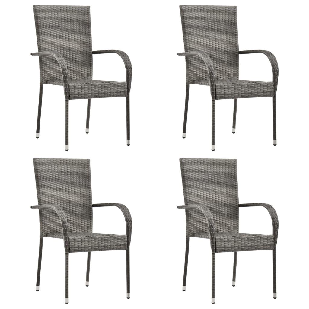 VidaXL 5-delige Tuinset poly rattan grijs