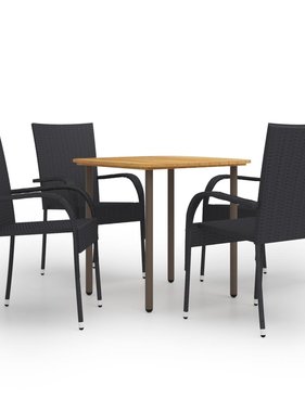 VidaXL 5-delige Tuinset poly rattan zwart