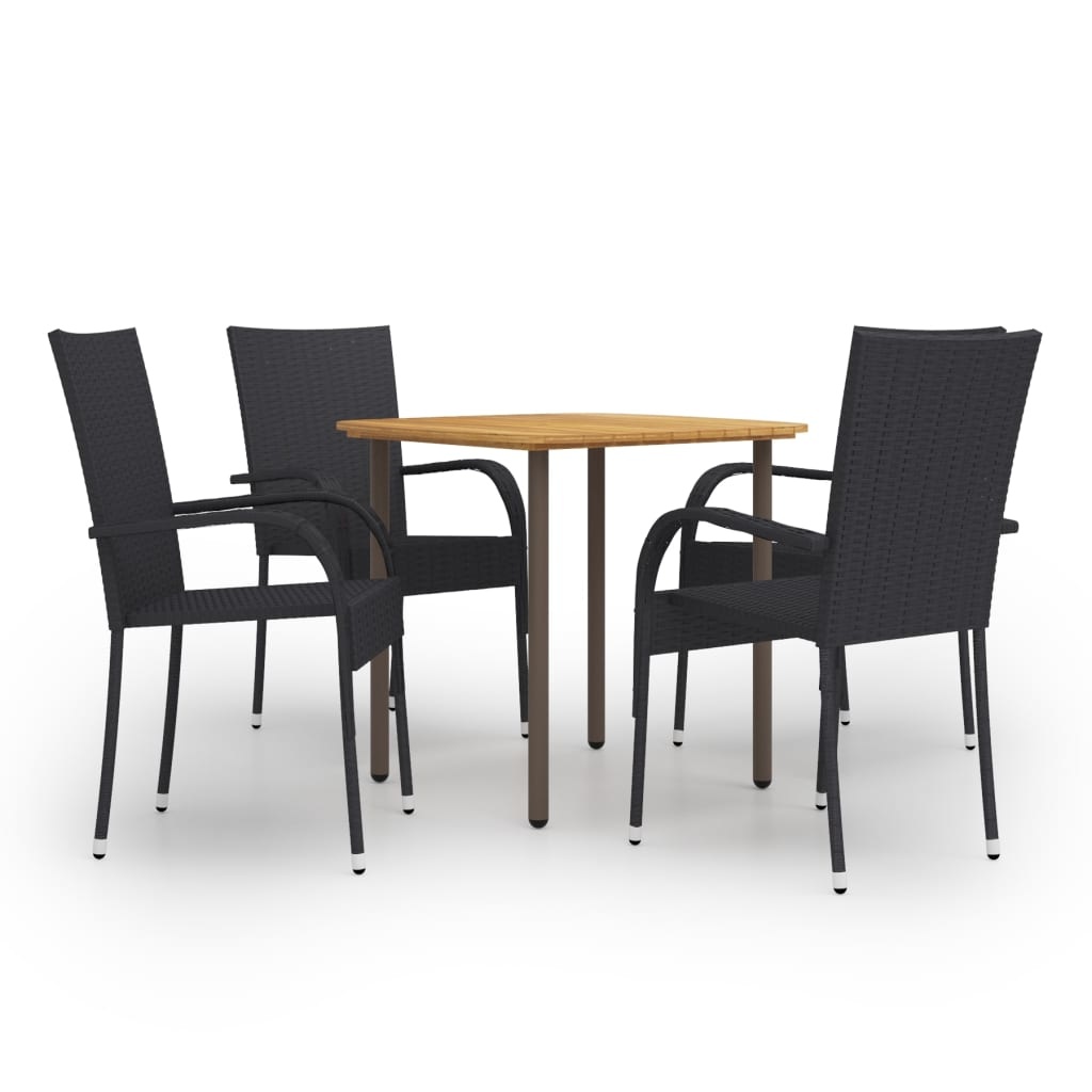 VidaXL 5-delige Tuinset poly rattan zwart