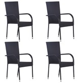 VidaXL 5-delige Tuinset poly rattan zwart