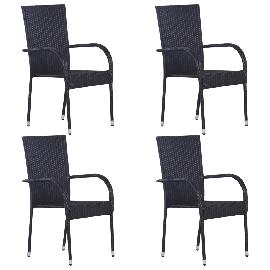 VidaXL 5-delige Tuinset poly rattan zwart