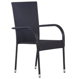 VidaXL 5-delige Tuinset poly rattan zwart