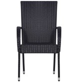 VidaXL 5-delige Tuinset poly rattan zwart