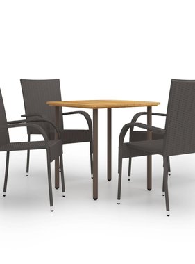 VidaXL 5-delige Tuinset poly rattan bruin